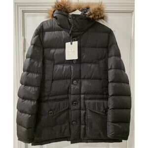 Moncler Cluny Giubbotto Down Parka w/ Genuine Coyote Fur Trim - Black NWT Sz 6